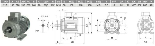 B14 flens type 112 dimensjoner