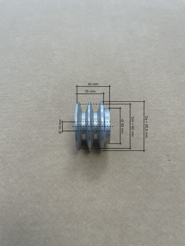 Reimskive 60 mm for A-reim, 19 mm senterhull, 2 spor